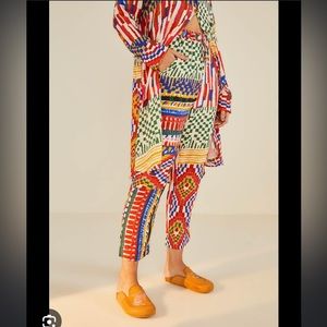 FARM RIO Mixed stripes tapestry organic cotton pants - small